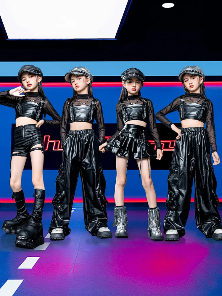 Kid Kpop Hip Hop Clothing Faux Leather Crop Tank Mesh Top Layered Skirt Cargo Pants Strap Shorts for Girl Dance Costumes Clothes
Kid Kpop Hip Hop Clothing Faux Leather Crop Tank Mesh Top Layered Skirt Cargo Pants Strap Shorts for Girl Dance Costumes Clothes