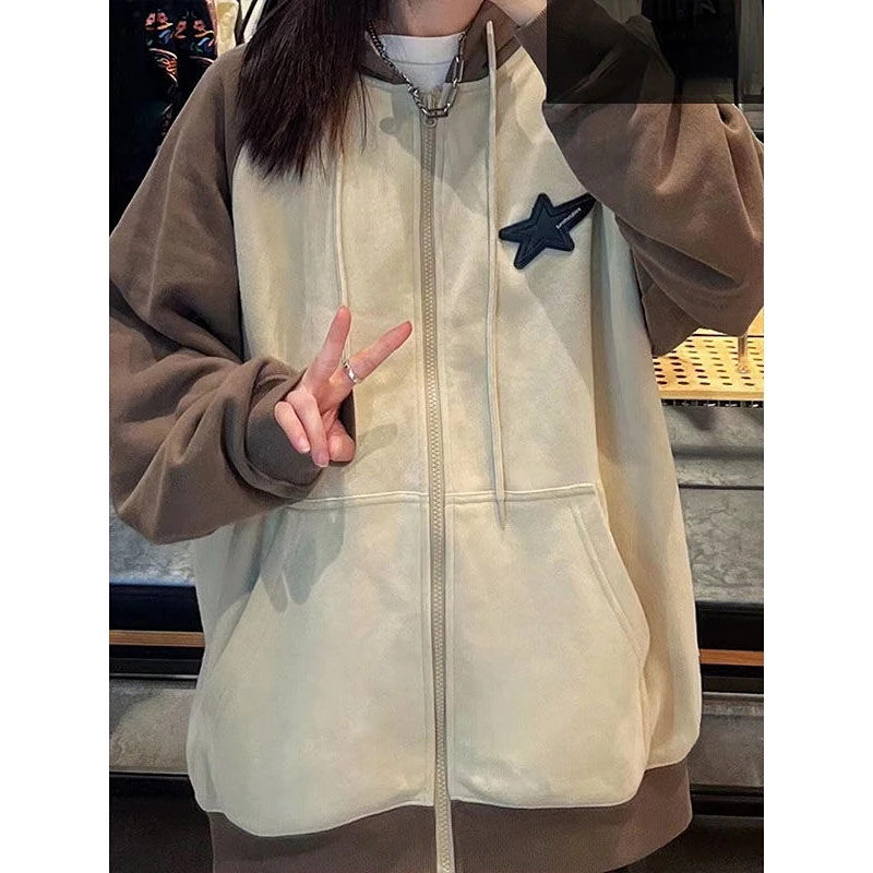 Vintage Kpop Star Khaki Patchwork Hoodie Women Korean Fashion Zip Sweatshirt Harajuku Streetwear Casual Oversize Coat
Vintage Kpop Star Khaki Patchwork Hoodie Women Korean Fashion Zip Sweatshirt Harajuku Streetwear Casual Oversize Coat