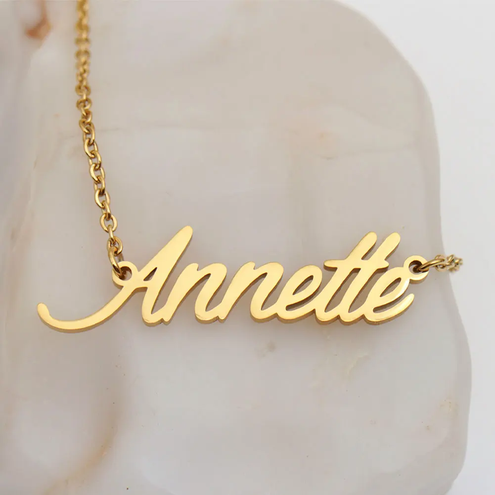 AOLOSHOW Annette Gold Plated Name Necklace for Women's Jewelry Stainless Steel Letters Pendant Chokers
AOLOSHOW Annette Gold Plated Name Necklace for Women's Jewelry Stainless Steel Letters Pendant Chokers