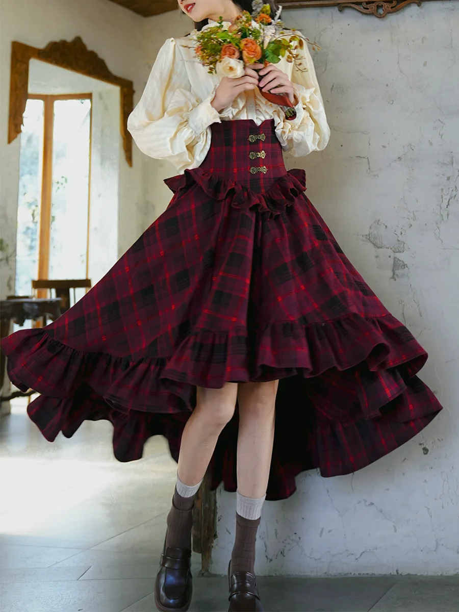 Spring Summer Women French Court Retro Victorian Plaid Corset Tailcoat Flared Long Skirt
Spring Summer Women French Court Retro Victorian Plaid Corset Tailcoat Flared Long Skirt