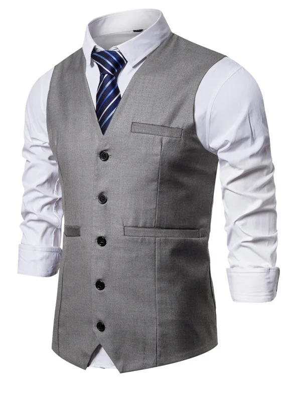Slim Fit Men's Vest Casual Wedding omsmen Busin Sle Autumn New Faion Top Youth V-Ne Single Button Pure Color
Slim Fit Men's Vest Casual Wedding omsmen Busin Sle Autumn New Faion Top Youth V-Ne Single Button Pure Color