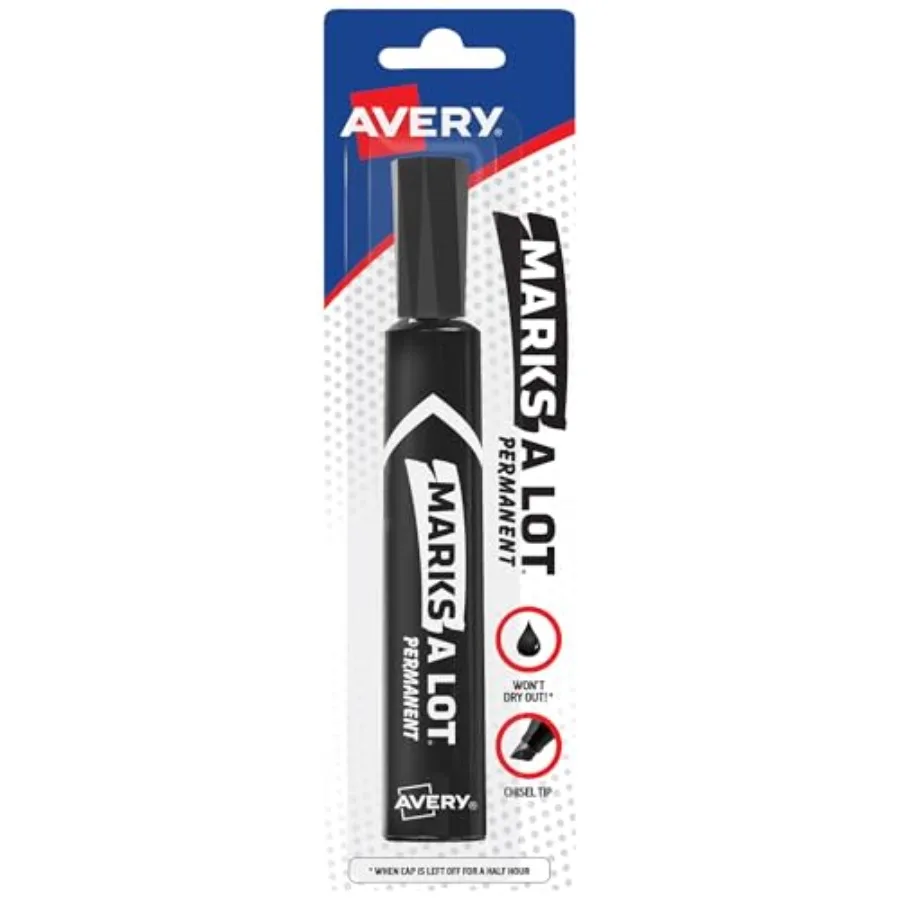 Marks-A-Lot Permanent Marker, Regular Desk-Style Size, Chisel Tip, Water and Wear Resistant, Black
Marks-A-Lot Permanent Marker, Regular Desk-Style Size, Chisel Tip, Water and Wear Resistant, Black