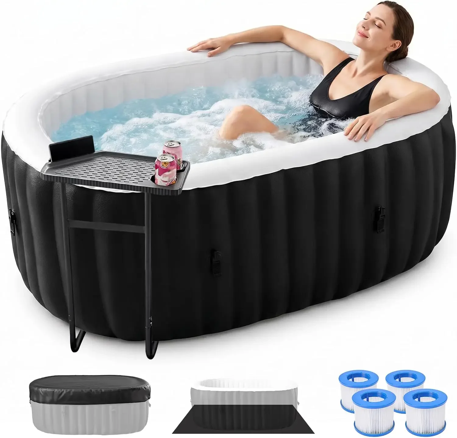 2 Person Inflatable Hot Tub with Side Table Oval Portable Blow up Spa Leak Proof PVC 100 Air Jets Heater Pump
2 Person Inflatable Hot Tub with Side Table Oval Portable Blow up Spa Leak Proof PVC 100 Air Jets Heater Pump