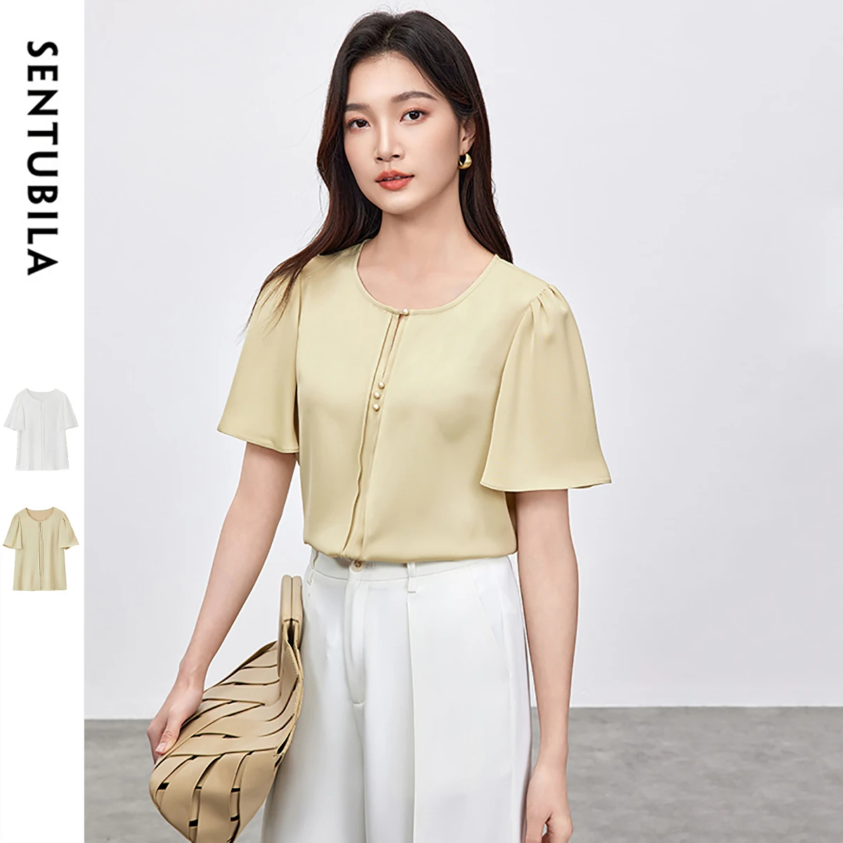 SENTUBILA Chiffon Women Blouse 2025 New Loose Fit Flying Sleeve Slit Light Yellow Female Officewear Casual Pullovers 152V59188
SENTUBILA Chiffon Women Blouse 2025 New Loose Fit Flying Sleeve Slit Light Yellow Female Officewear Casual Pullovers 152V59188