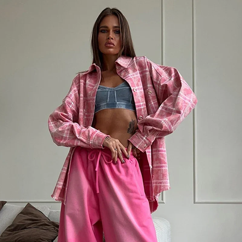 Fmxires Contrast Color Plaid Print Shirt For Women Long Sleeves Lapel Single Breasted Shirt Casual Loose Summer Vacation Shirt
Fmxires Contrast Color Plaid Print Shirt For Women Long Sleeves Lapel Single Breasted Shirt Casual Loose Summer Vacation Shirt