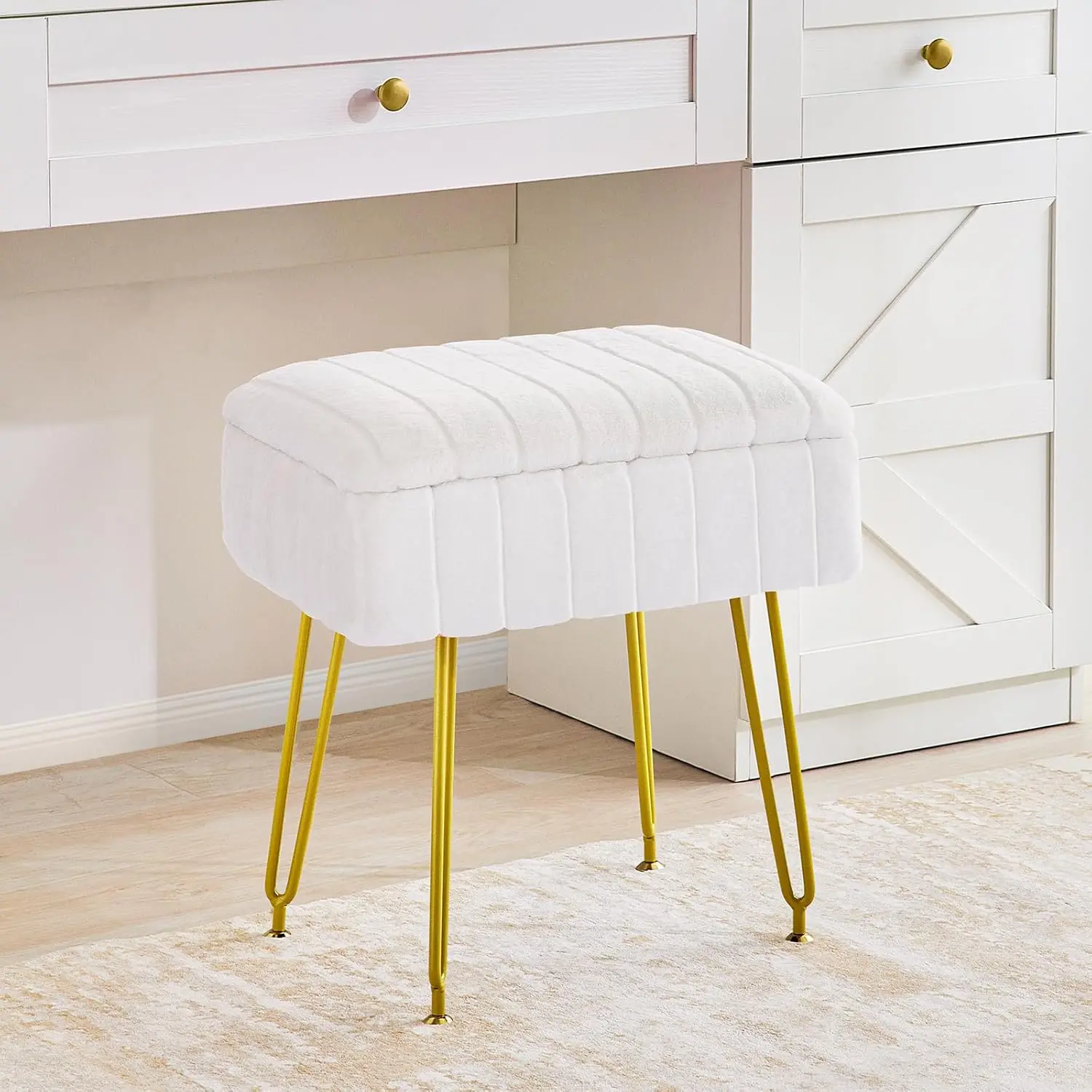Redlife Vanity Stool With Storage, Vanity Stool Chair, Vanity Chair With Gold Metal Leg, Footrest Footstool Ottoman,
Redlife Vanity Stool With Storage, Vanity Stool Chair, Vanity Chair With Gold Metal Leg, Footrest Footstool Ottoman,