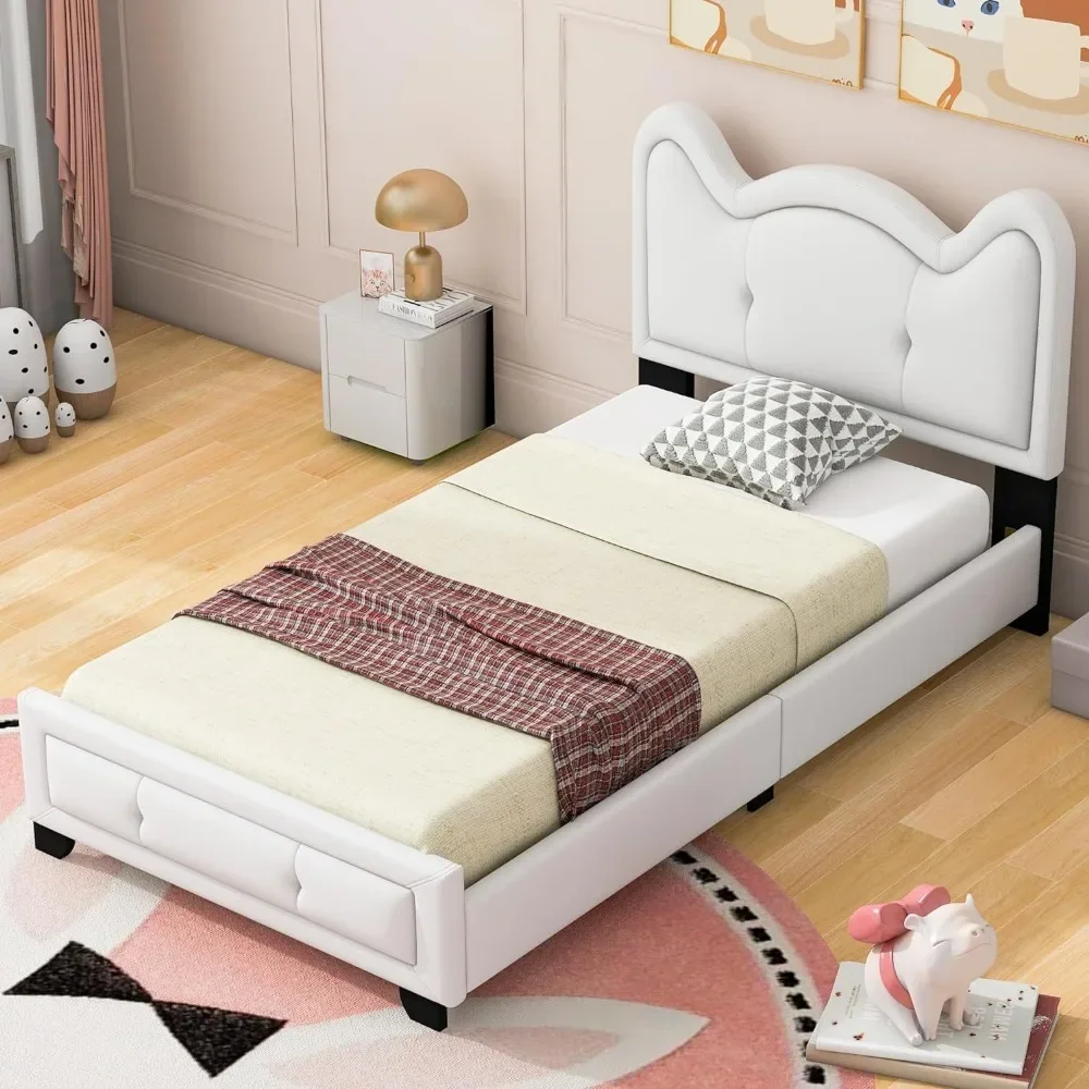 Bed frame, double size soft padded platform bed, with cardboard box ear shaped headboard, bedroom wooden platform bed frame
Bed frame, double size soft padded platform bed, with cardboard box ear shaped headboard, bedroom wooden platform bed frame