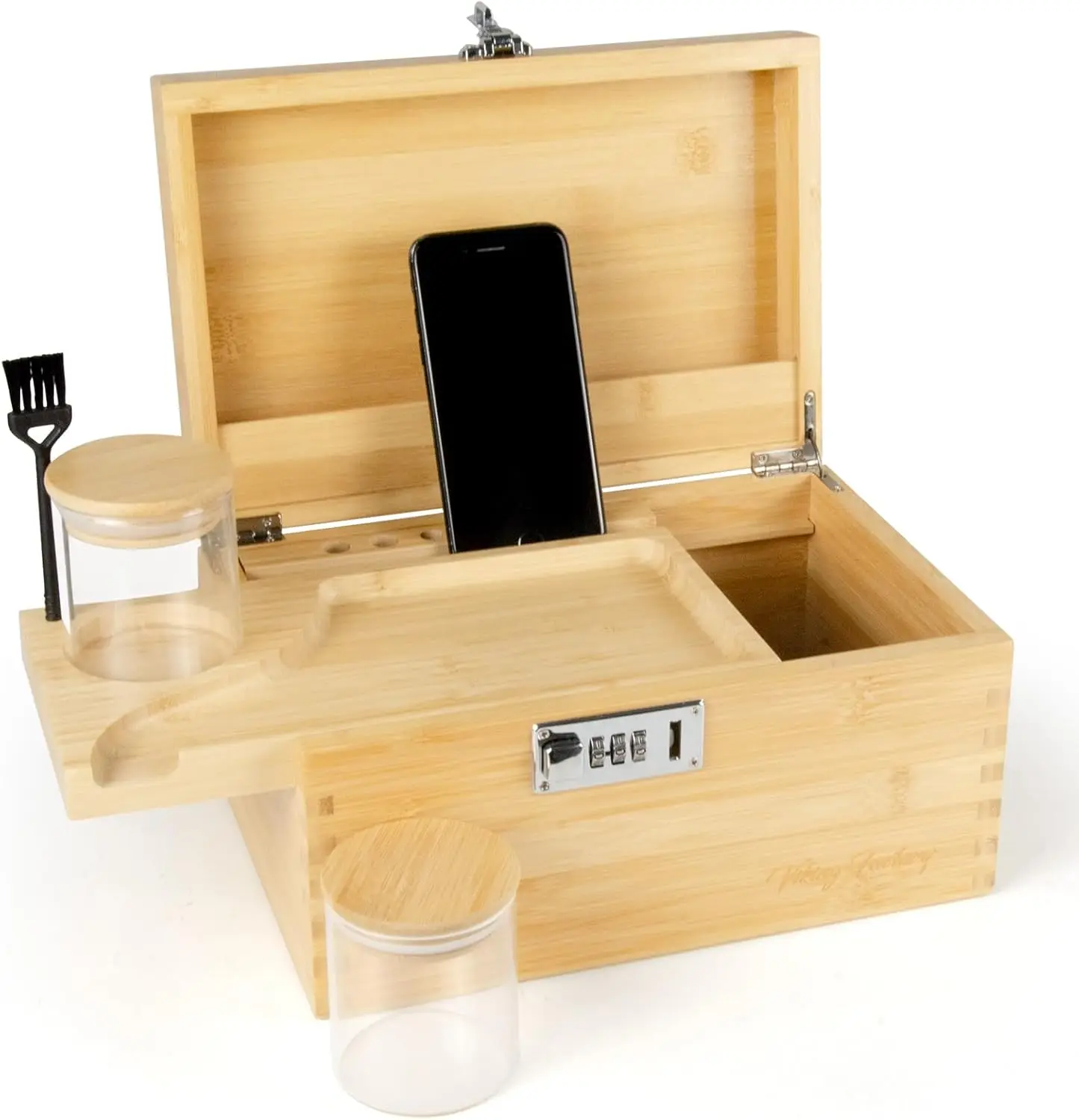 Large Bamboo Storage Box with Lock, Removable Tray & Spice Crusher - Natural Wood Organizer (10.6x7.1x5.5 in)
Large Bamboo Storage Box with Lock, Removable Tray & Spice Crusher - Natural Wood Organizer (10.6x7.1x5.5 in)