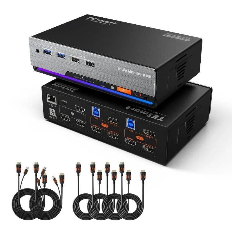 Домашний KVM-переключатель HDMI 3 монитора 2 компьютера 4K при 60 Гц, KVM-переключатель USB 3.0 Тройной монитор 2 порта HDMI, поддержка EDID, 1G и т. д.
Домашний KVM-переключатель HDMI 3 монитора 2 компьютера 4K при 60 Гц, KVM-переключатель USB 3.0 Тройной монитор 2 порта HDMI, поддержка EDID, 1G и т. д.