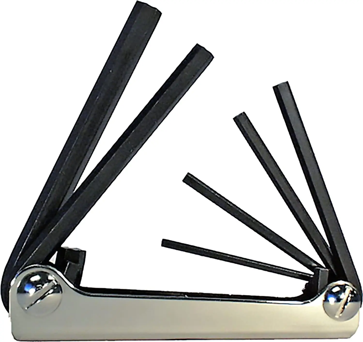 Fold-up Hex Key Set - 5pc SAE Inch Sizes 3/16-3/8 with Steel Handle for Easy Storage