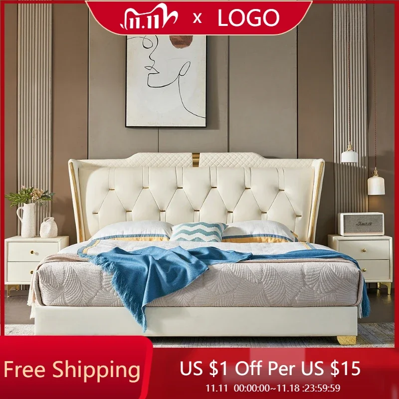 Modern Storage Leather Bed Light Luxury King Size Double Bed High-end Wedding Cama Bedroom Set Furniture
Modern Storage Leather Bed Light Luxury King Size Double Bed High-end Wedding Cama Bedroom Set Furniture