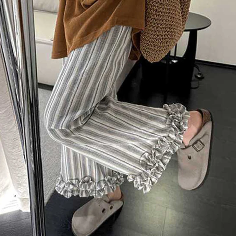 Oversized Vintage Striped Wide Leg Pants Summer High Waist Loose Casual Pleated Elastic Waist Straight Women Clothes Trousers
Oversized Vintage Striped Wide Leg Pants Summer High Waist Loose Casual Pleated Elastic Waist Straight Women Clothes Trousers