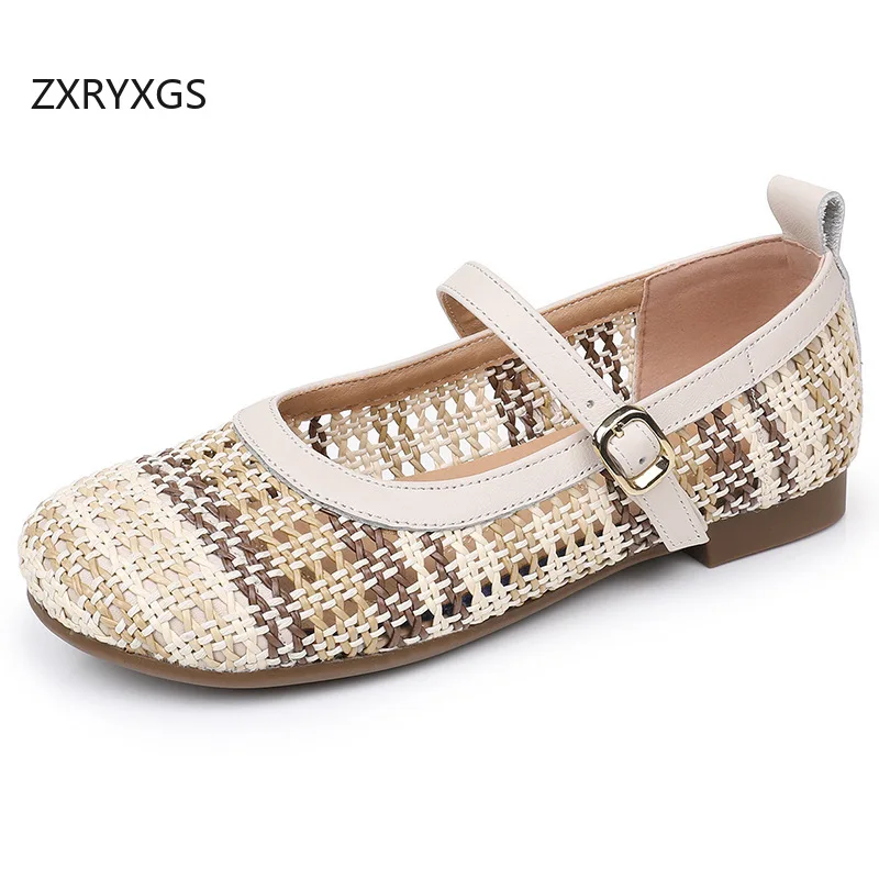ZXRYXGS 2026 Premium Microfiber + Cowhide Speel Color Weaving Hollow Women Fashion Sandals Flat Soft Breathable Sandals Big Size
ZXRYXGS 2026 Premium Microfiber + Cowhide Speel Color Weaving Hollow Women Fashion Sandals Flat Soft Breathable Sandals Big Size