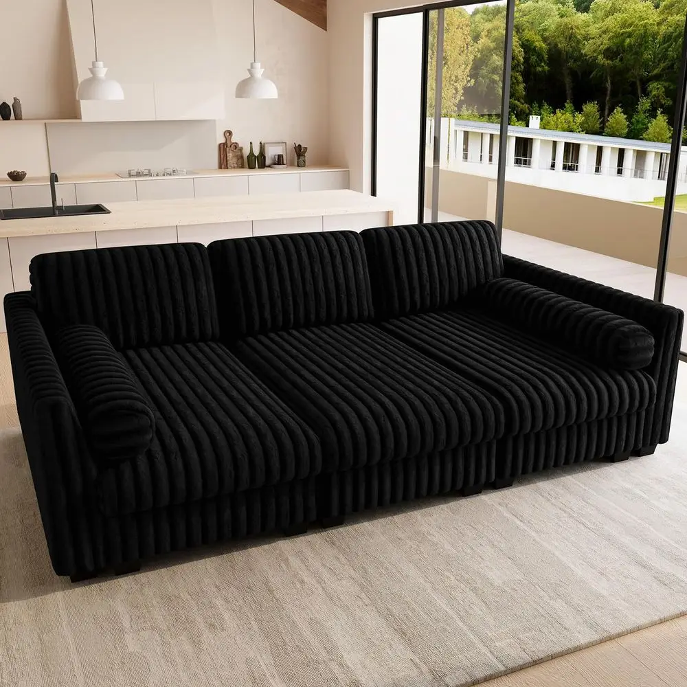 Plush Corduory Sectional Sleeper Sofa with Wide Deep Seat Modular Sectional Cloud Couches for Living Room. Black Couch
Plush Corduory Sectional Sleeper Sofa with Wide Deep Seat Modular Sectional Cloud Couches for Living Room. Black Couch