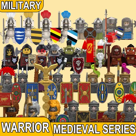 Medieval Military Rome Knights Building Blocks Castle Orc Soldier Figures Militia Accessories Legion Bricks Halloween Toys Gifts