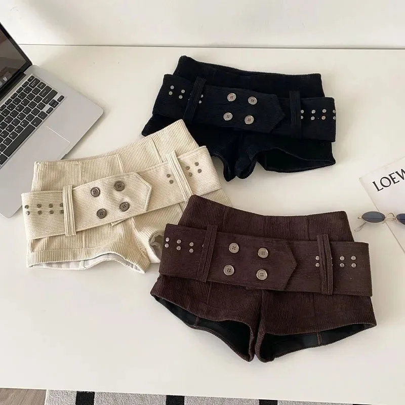 Vintage Corduroy Sexy Shorts Women Summer Low Waist Belt Hottie Streetwear Shorts American Retro Y2K Harajuku Casual Shorts New
Vintage Corduroy Sexy Shorts Women Summer Low Waist Belt Hottie Streetwear Shorts American Retro Y2K Harajuku Casual Shorts New