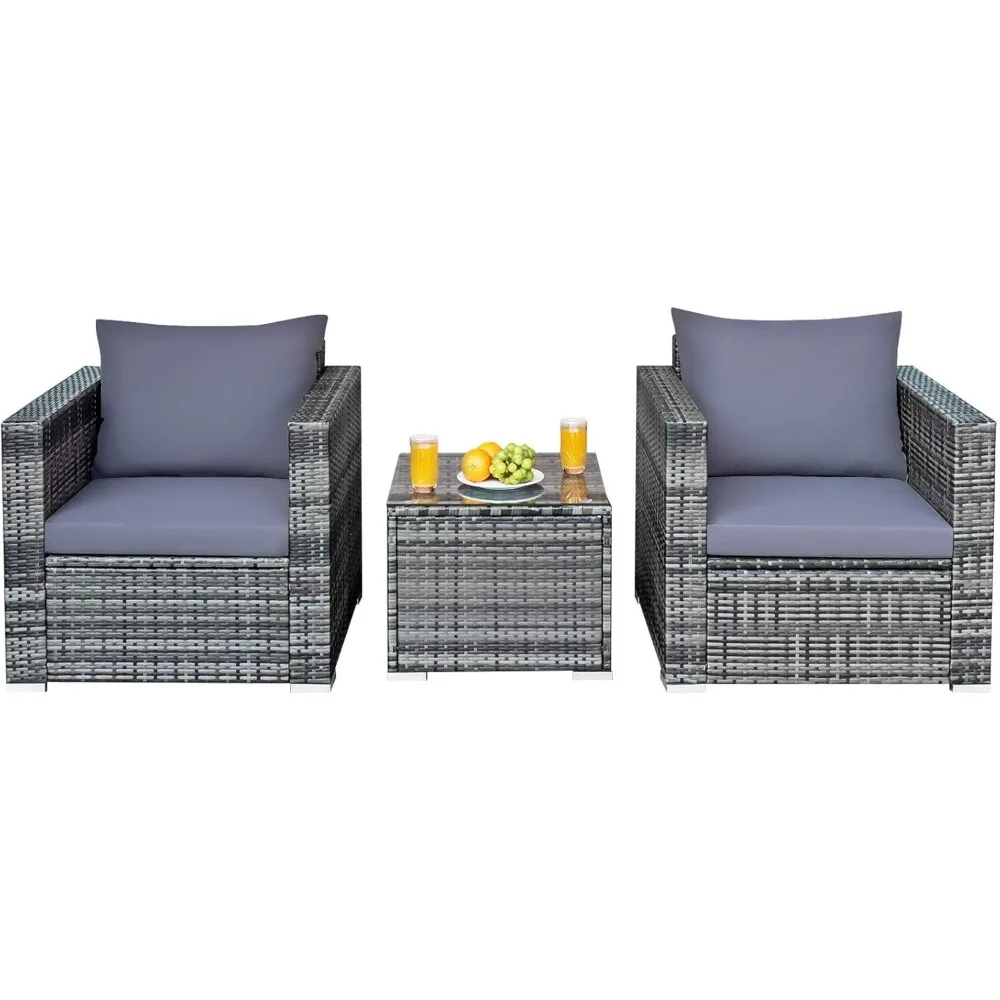 3 Pieces Patio Conversation Set, Outdoor Rattan Wicker Sofa Set with Coffee Table, Patio Furniture Set with Soft Cushions for B
3 Pieces Patio Conversation Set, Outdoor Rattan Wicker Sofa Set with Coffee Table, Patio Furniture Set with Soft Cushions for B