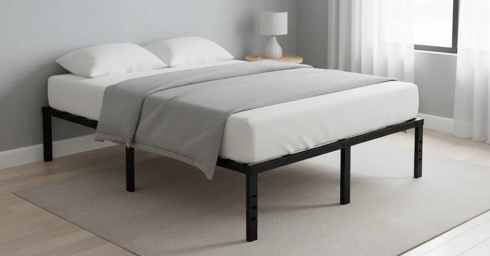 18 Inch Tall Queen Metal Bed Frame with Storage, Sturdy Slat Support, Easy Assembly, No Box Spring Needed in Black
18 Inch Tall Queen Metal Bed Frame with Storage, Sturdy Slat Support, Easy Assembly, No Box Spring Needed in Black
