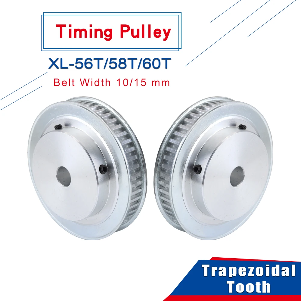 56T 58T 60T XL Timing Pulley Pitch 5.08 mm Trapezoidal Tooth Transmission Pulley Wheel Bore 6-35 mm Belt Width 10/15mm
56T 58T 60T XL Timing Pulley Pitch 5.08 mm Trapezoidal Tooth Transmission Pulley Wheel Bore 6-35 mm Belt Width 10/15mm