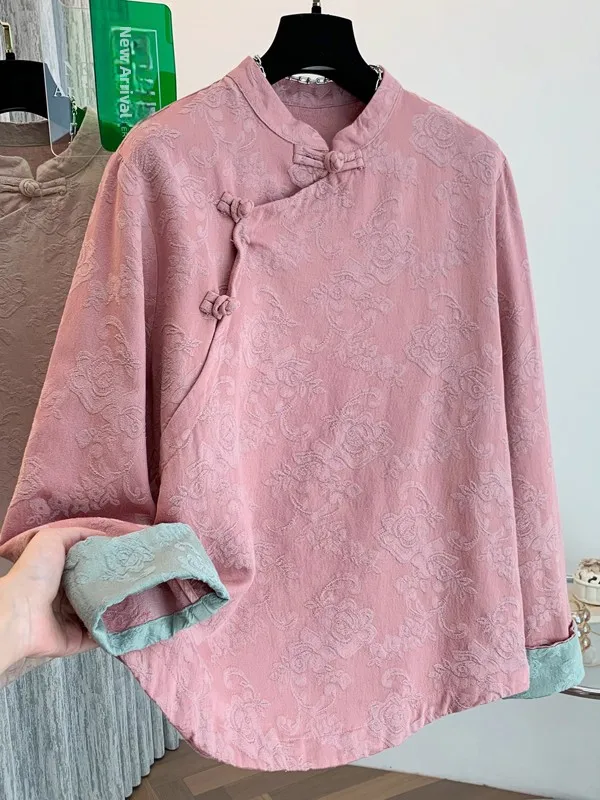 Retro Chinese Sle Women's irt Large Size Buttoned Tea Costume Embroidered Stand Collar Casual Loose Fit Long Sve
Retro Chinese Sle Women's irt Large Size Buttoned Tea Costume Embroidered Stand Collar Casual Loose Fit Long Sve