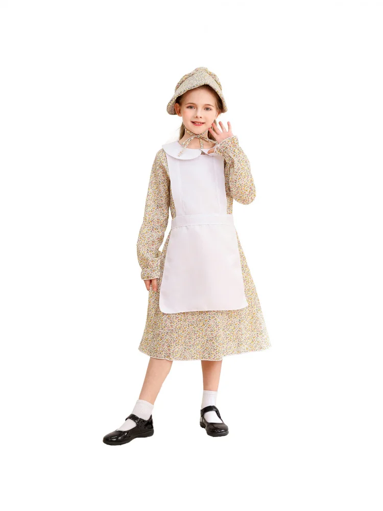 Halloween Children's Yellow Floral Dress Apron Prairie Colony Cosplay Performance Clothes Polyester High Percentage
Halloween Children's Yellow Floral Dress Apron Prairie Colony Cosplay Performance Clothes Polyester High Percentage