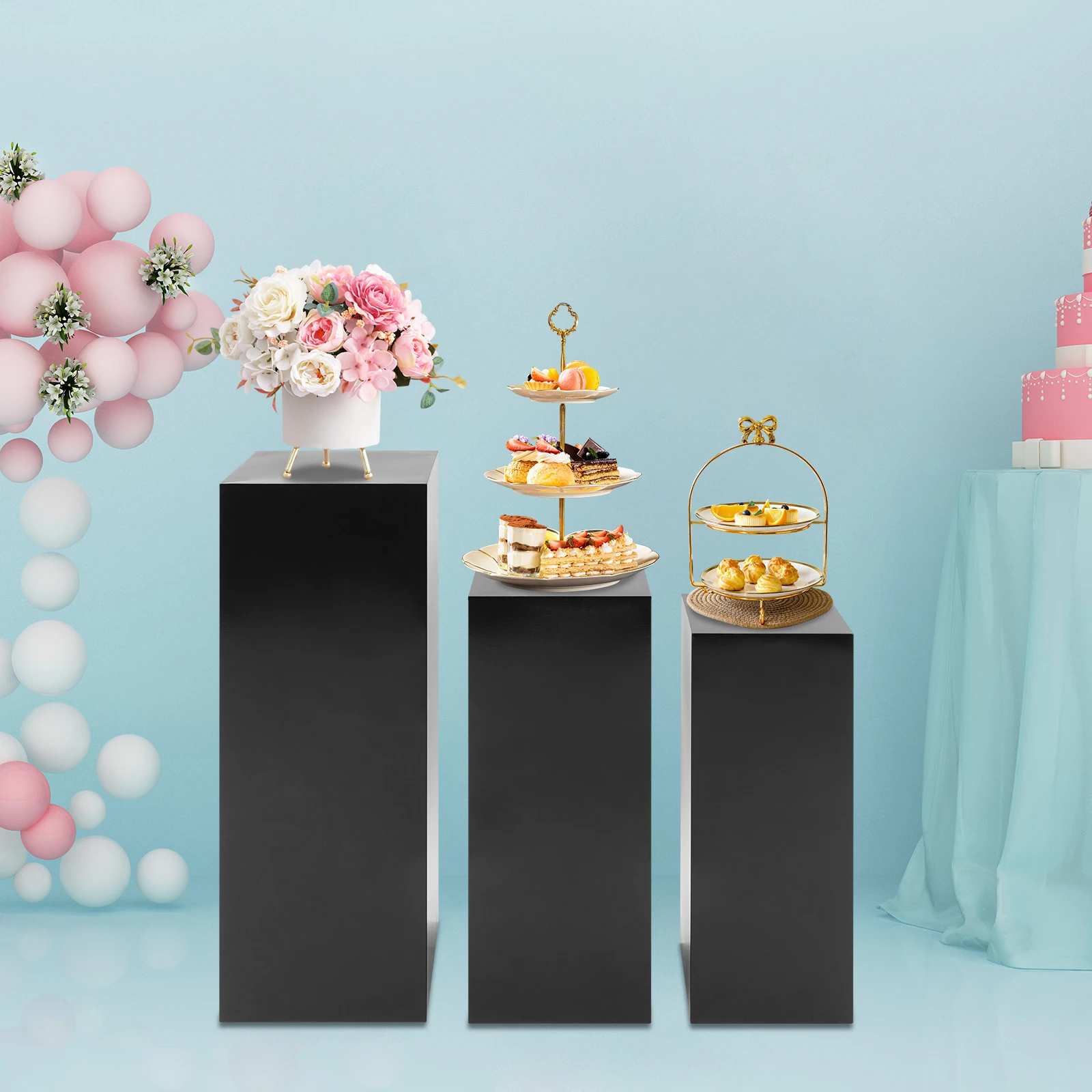 Black 3‑Pack Freestanding Cuboid Iron Display Stands, High‑Temperature Baking Paint 110.23Lbs Per‑Piece Load‑Bearing Capacity
Black 3‑Pack Freestanding Cuboid Iron Display Stands, High‑Temperature Baking Paint 110.23Lbs Per‑Piece Load‑Bearing Capacity