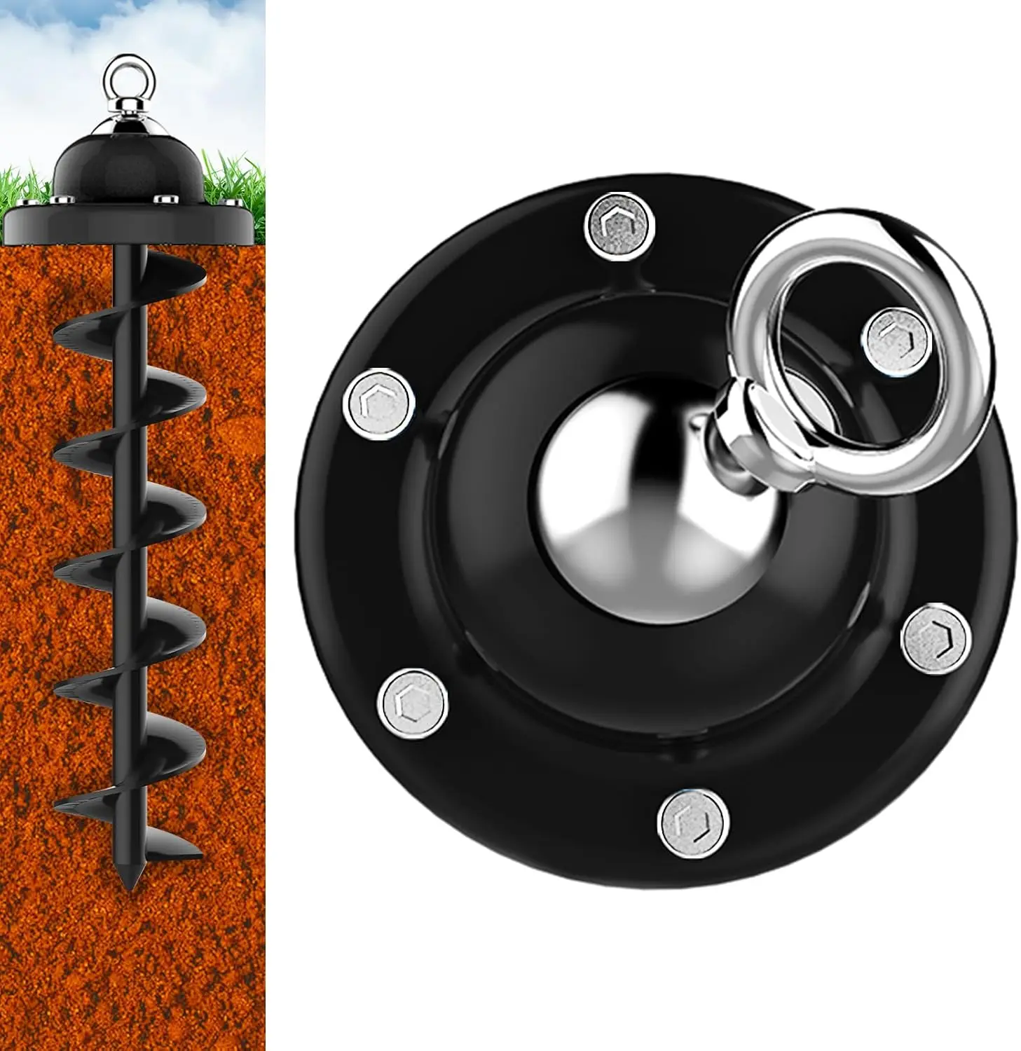 Heavy Duty 360° Swivel Dog Tie Out Stake, Rust Proof Pet Anchor for Yard (Black)
Heavy Duty 360° Swivel Dog Tie Out Stake, Rust Proof Pet Anchor for Yard (Black)