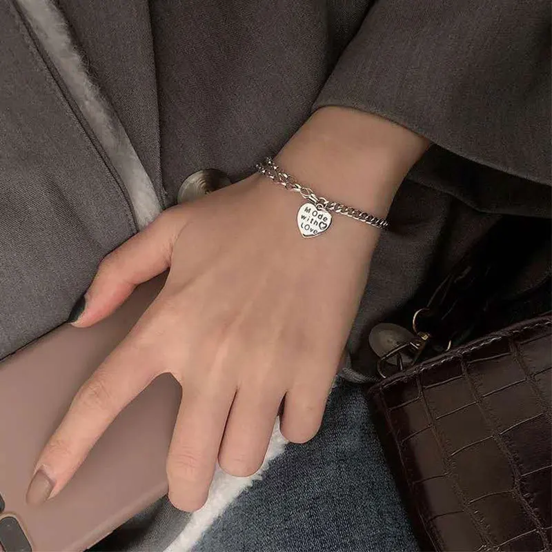 VENTFILLE 925 Sterling Silver Love Heart Bracelet For Women Letter Asymmetric Stars Hip Hop Versatile Jewelry Gift Dropshipping
VENTFILLE 925 Sterling Silver Love Heart Bracelet For Women Letter Asymmetric Stars Hip Hop Versatile Jewelry Gift Dropshipping