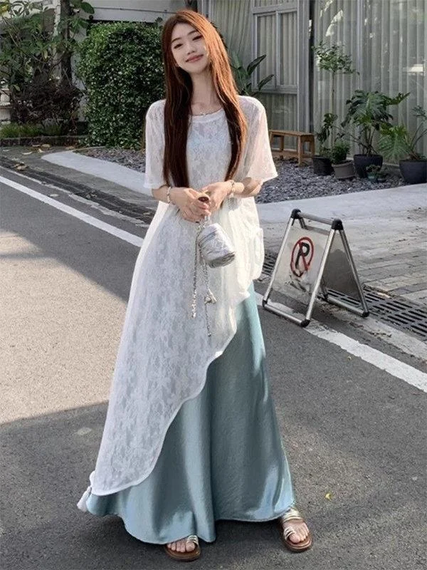 plus Size 300 Pounds Sister Dress Set Women Summer Irregular Lace Shirt Fashionable Two Piece Set Casual Loose Fit round Neck...
plus Size 300 Pounds Sister Dress Set Women Summer Irregular Lace Shirt Fashionable Two Piece Set Casual Loose Fit round Neck...