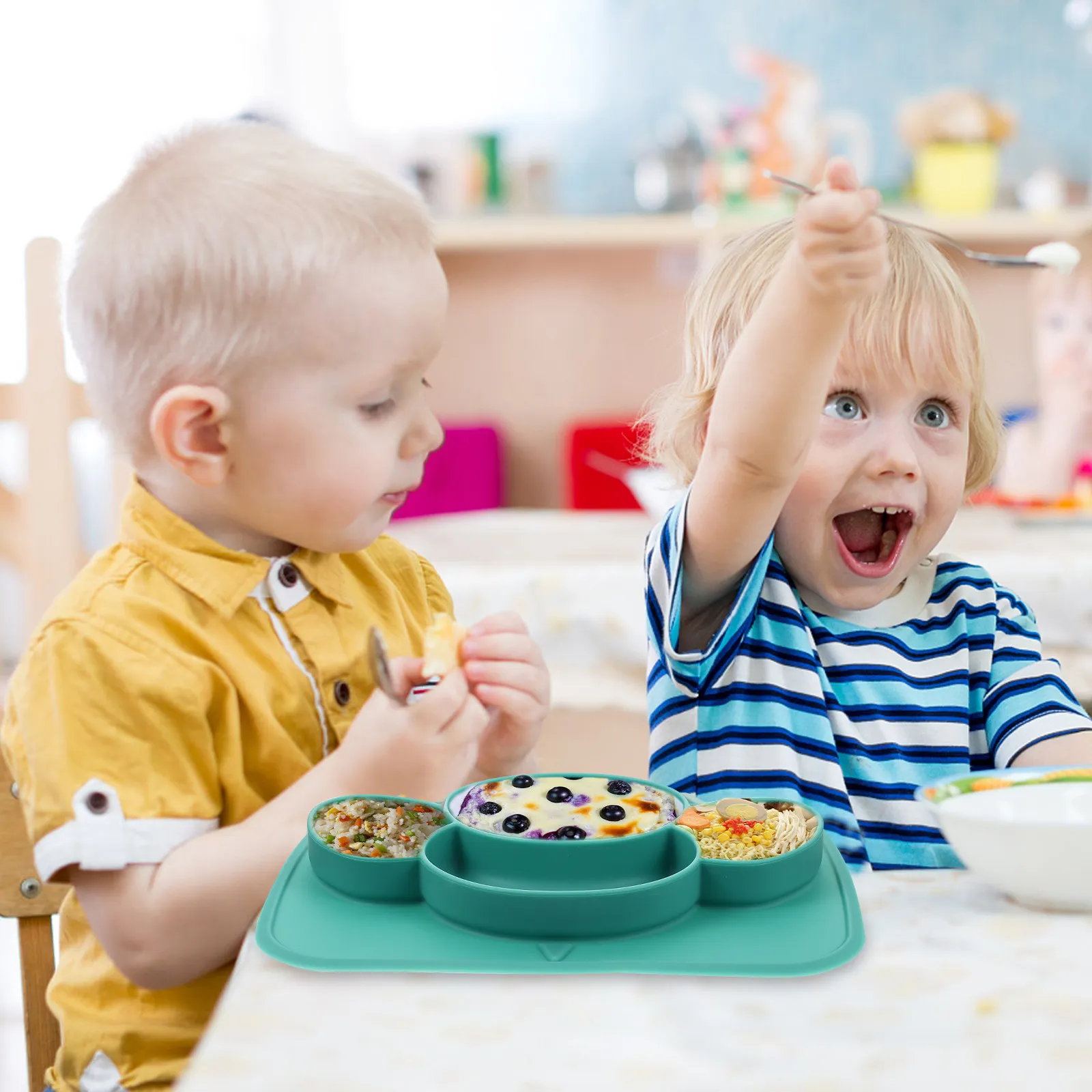 Silicone Baby Suction Plate Divided Design Non Slip Bowl Strong Adsorption Portable Toddler Suction Dish Kids Tableware
Silicone Baby Suction Plate Divided Design Non Slip Bowl Strong Adsorption Portable Toddler Suction Dish Kids Tableware