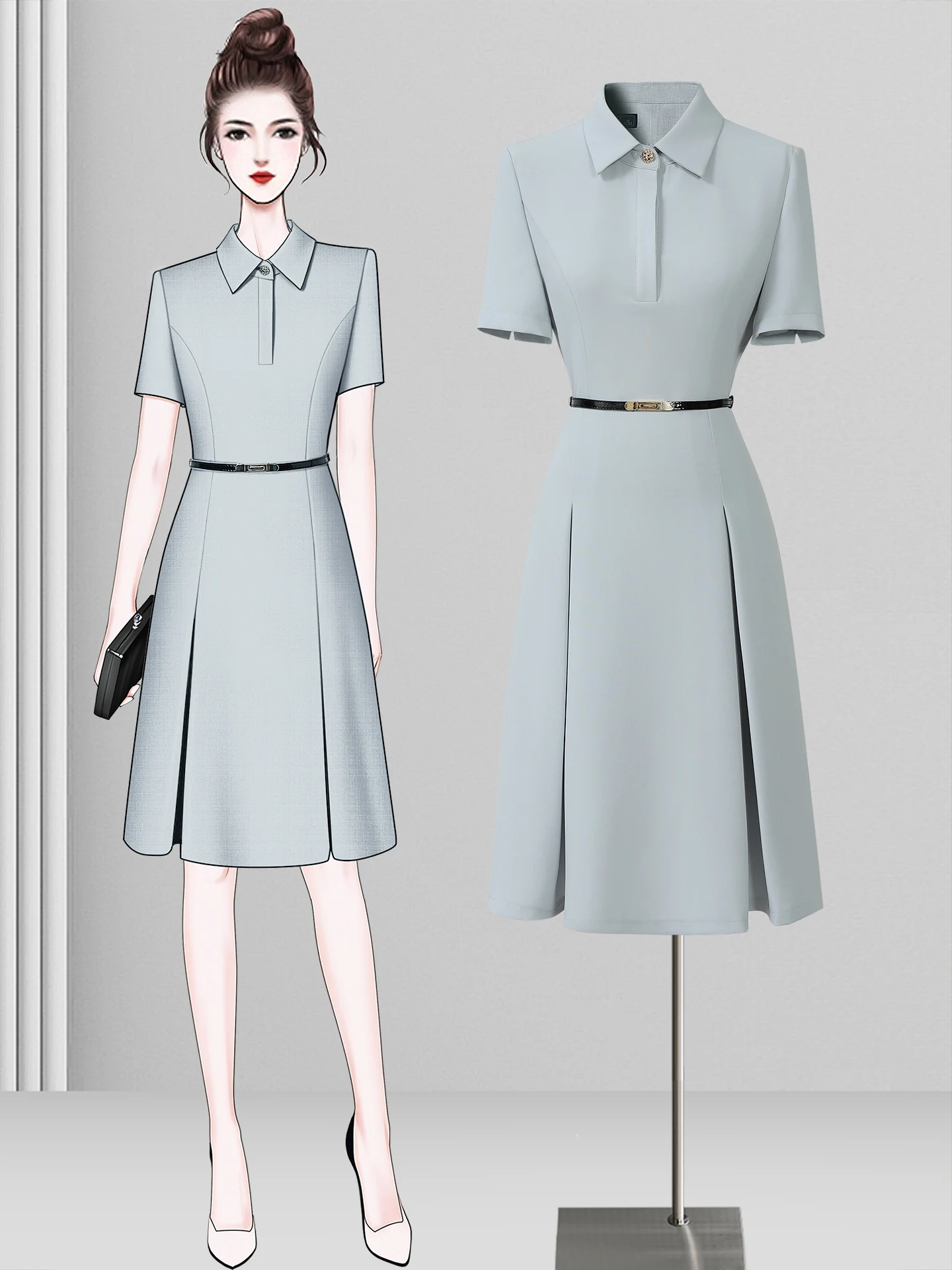 Professional A-Line Midi Dress Women Summer Fashion Slimming High Waist Workwear Polyester Spandex OL Style Commute Folded Skirt
Professional A-Line Midi Dress Women Summer Fashion Slimming High Waist Workwear Polyester Spandex OL Style Commute Folded Skirt