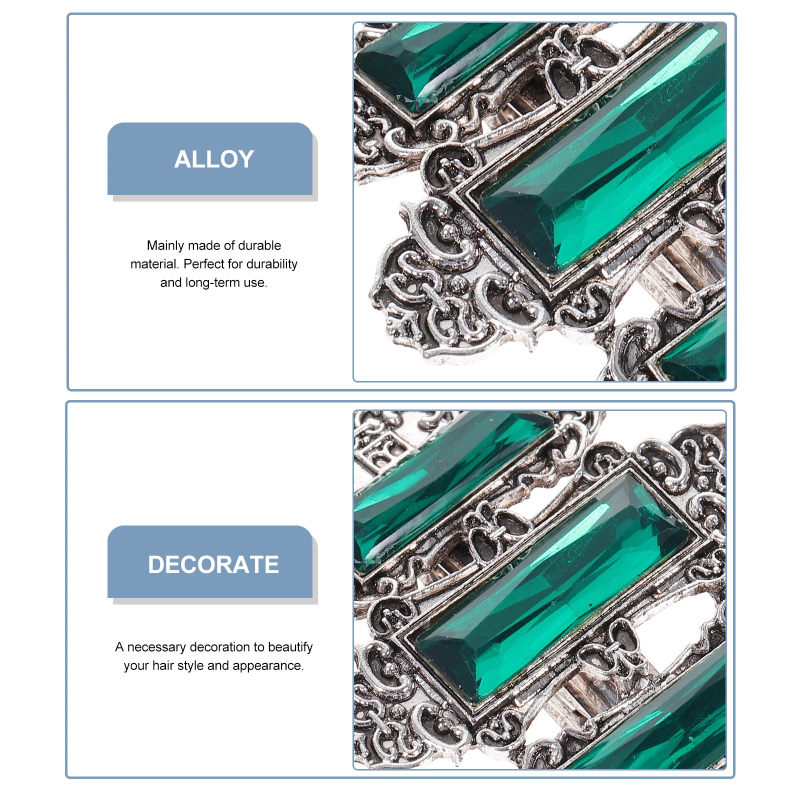 1Pcs Stylish Alloy Antiquing Hair Clip Silver Green Buckle Ponytail Clip Fashion Hairpin for Party Travel 
1Pcs Stylish Alloy Antiquing Hair Clip Silver Green Buckle Ponytail Clip Fashion Hairpin for Party Travel