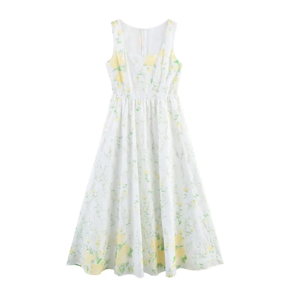 2025 Summer Embroidery Hollow Out Hole Flower Print Sleeveless Dress Women Square collar Slim Waist Swing Long Tank Dresses Robe
2025 Summer Embroidery Hollow Out Hole Flower Print Sleeveless Dress Women Square collar Slim Waist Swing Long Tank Dresses Robe