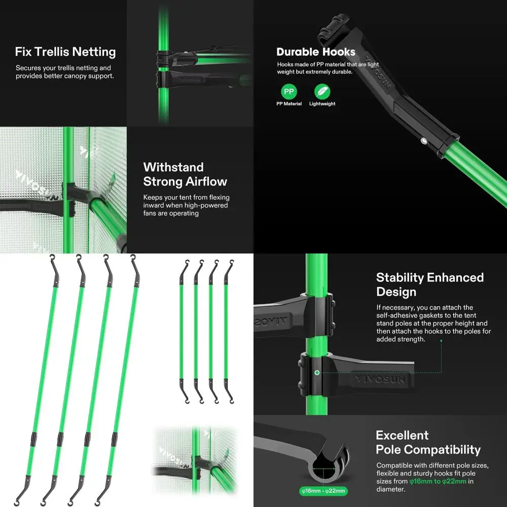 Комплект для выращивания растений Grow Tent High CM, серия Green Pole, диаметр 24-48 дюймов, подходит для гроутентов размером 2x2, 3x3, 4x2 и 4x4 футов, 4 шт.
Комплект для выращивания растений Grow Tent High CM, серия Green Pole, диаметр 24-48 дюймов, подходит для гроутентов размером 2x2, 3x3, 4x2 и 4x4 футов, 4 шт.