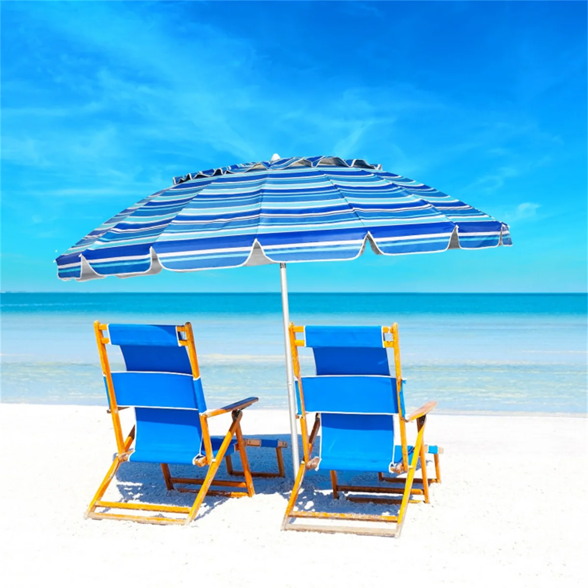 8 Ft Beach Umbrella With UV Protection – 16-Ribbed Windproof Frame
8 Ft Beach Umbrella With UV Protection – 16-Ribbed Windproof Frame