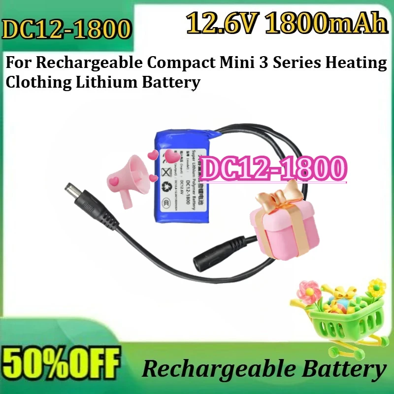 New DC12-1800 12V Polymer Lithium Battery Pack 1800mAh For Rechargeable Compact Mini 3 Series Heating Clothing Lithium Battery
New DC12-1800 12V Polymer Lithium Battery Pack 1800mAh For Rechargeable Compact Mini 3 Series Heating Clothing Lithium Battery