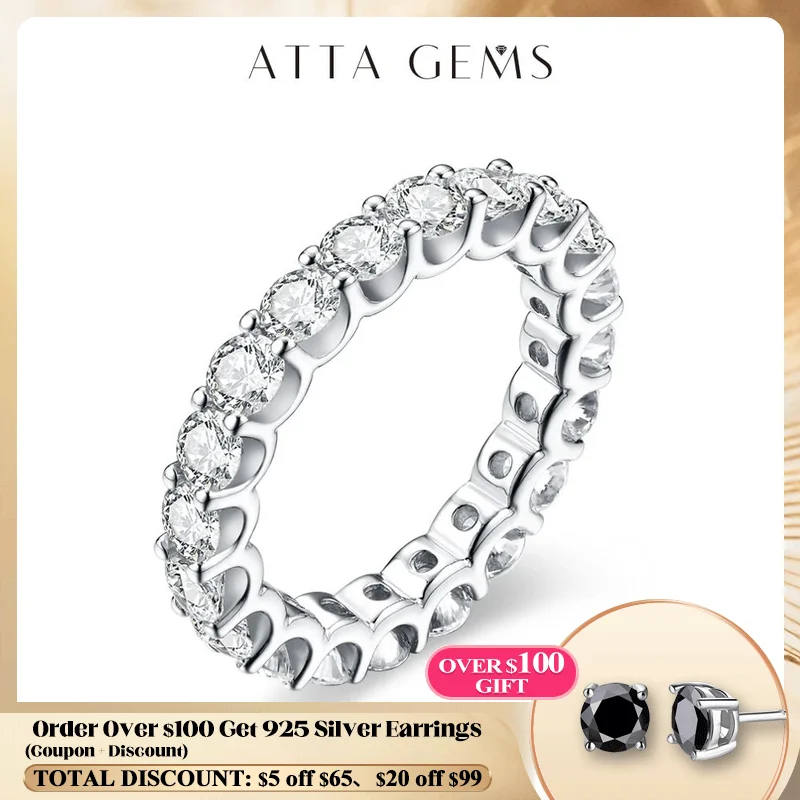 ATTAGEMS New in Round Cut 3.5mm Moissanite Rings D Color VVS1 Etenity Diamond Engagement Wedding Bands For Women
ATTAGEMS New in Round Cut 3.5mm Moissanite Rings D Color VVS1 Etenity Diamond Engagement Wedding Bands For Women