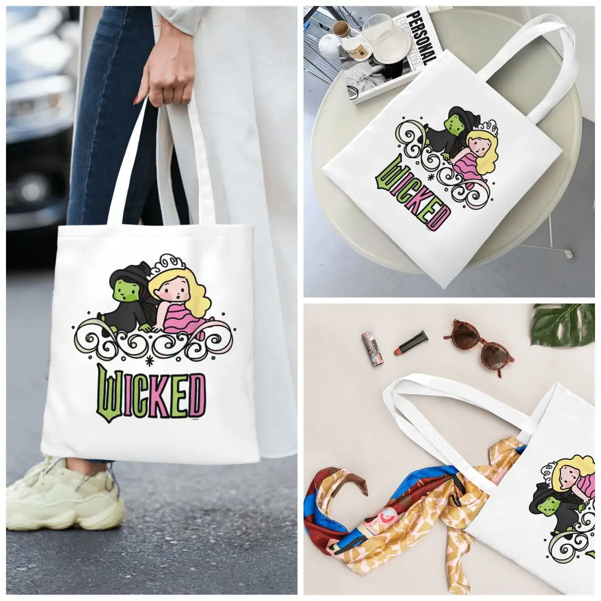 Wicked Elphaba Glinda Together, игривые сумки-тоут с героями мультфильмов, женская сумка, складная сумка на плечо для колледжа, многоразовая сумка для покупок
Wicked Elphaba Glinda Together, игривые сумки-тоут с героями мультфильмов, женская сумка, складная сумка на плечо для колледжа, многоразовая сумка для покупок