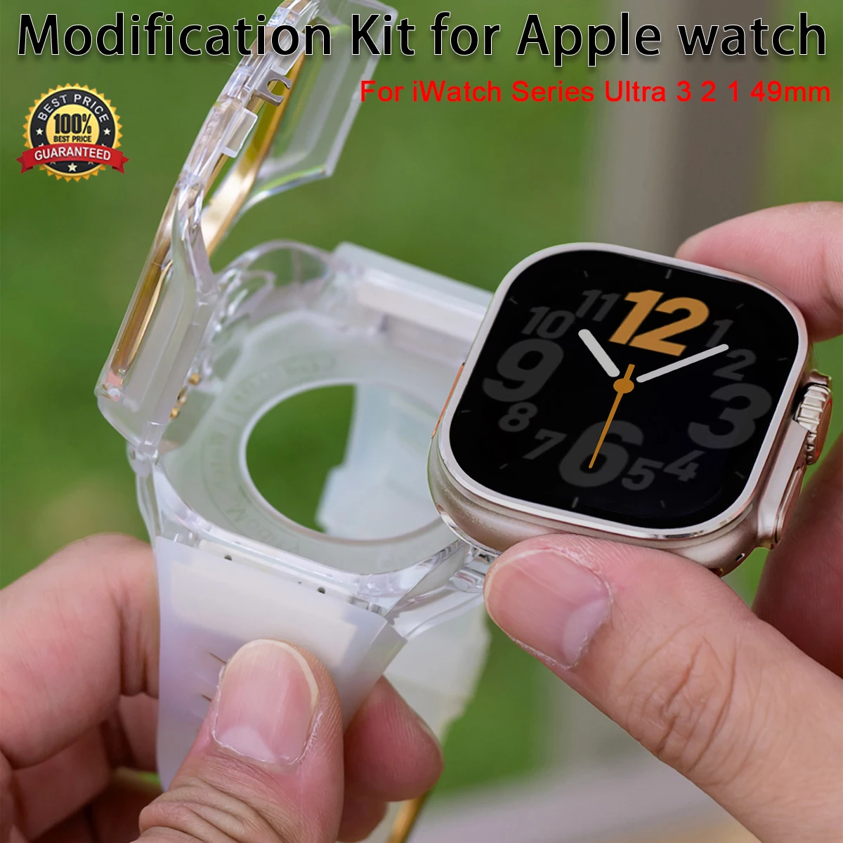 Luxury Mod Kit for Apple watch Ultra 3/2/1 49mm Sport Rubber Strap+Case for Iwatch ultra 49mm Transparent Glacier Case Refit Kit
Luxury Mod Kit for Apple watch Ultra 3/2/1 49mm Sport Rubber Strap+Case for Iwatch ultra 49mm Transparent Glacier Case Refit Kit
