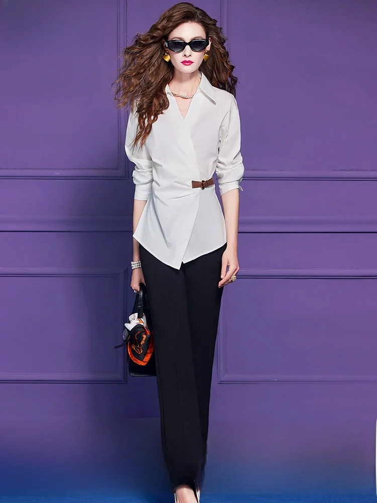 Elegant Women's Shirt Spring Fashion Pressed Pleat Design Turn-down Collar Casual Professional Top by FX.&Mongyi
Elegant Women's Shirt Spring Fashion Pressed Pleat Design Turn-down Collar Casual Professional Top by FX.&Mongyi