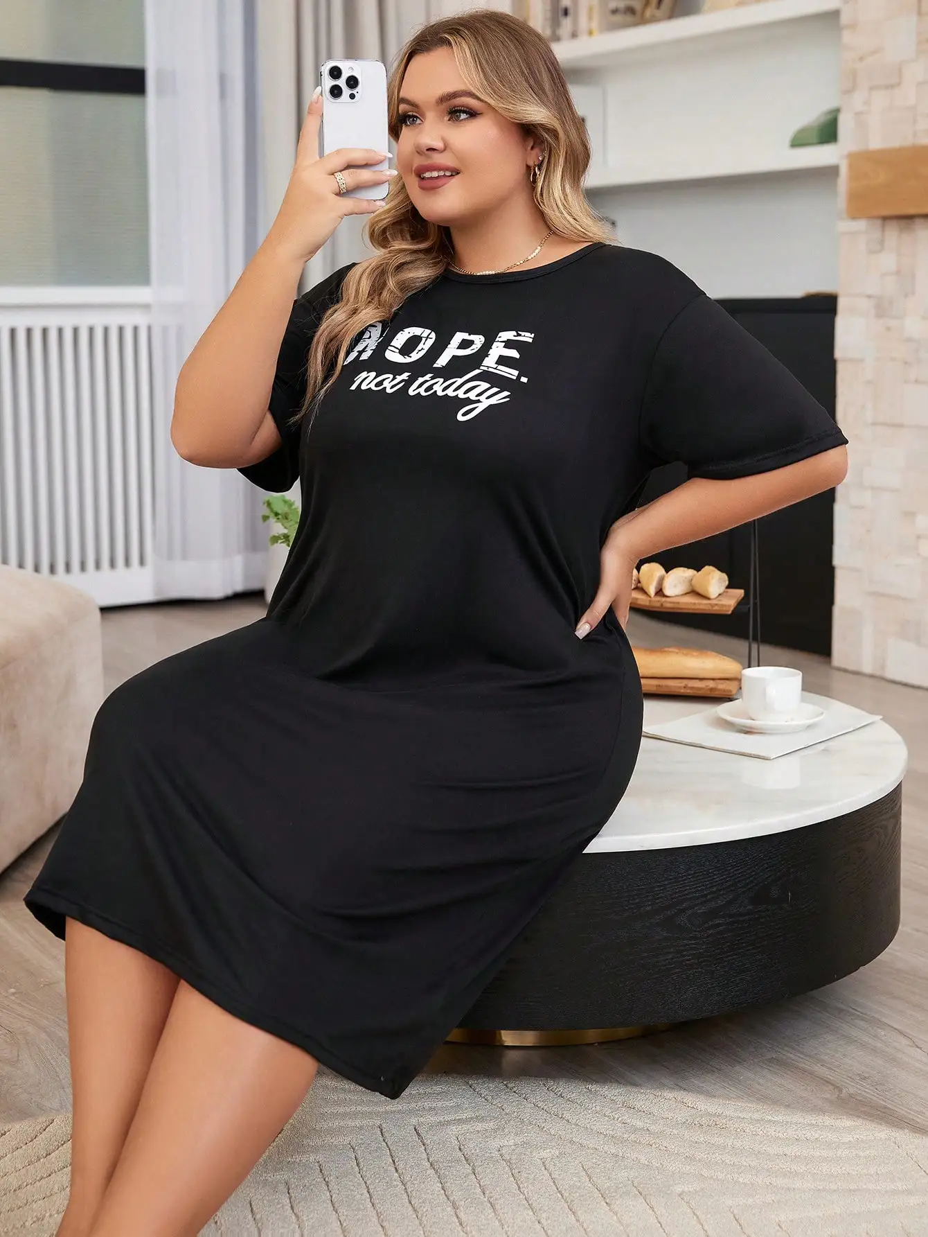 Plus Size Slogan Graphic Nightdress Pajama Dress
Plus Size Slogan Graphic Nightdress Pajama Dress
