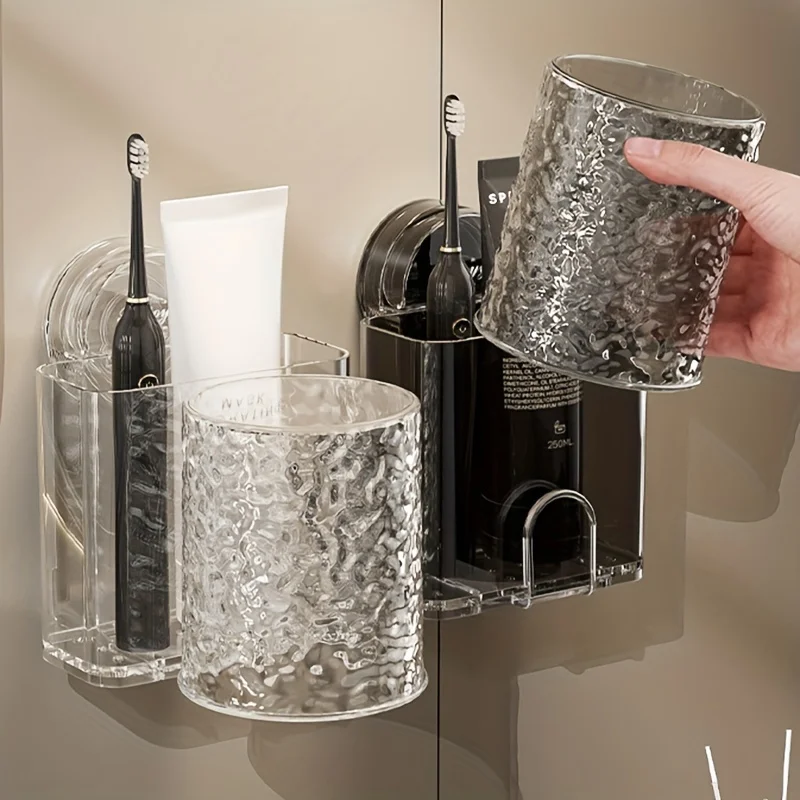 Wall Mount Toothbrush Cup Holder, Transparent Organizer, Multifunctional Toothbrush Organizer, Sticky Mounthwash Cup Holder, Ba
Wall Mount Toothbrush Cup Holder, Transparent Organizer, Multifunctional Toothbrush Organizer, Sticky Mounthwash Cup Holder, Ba