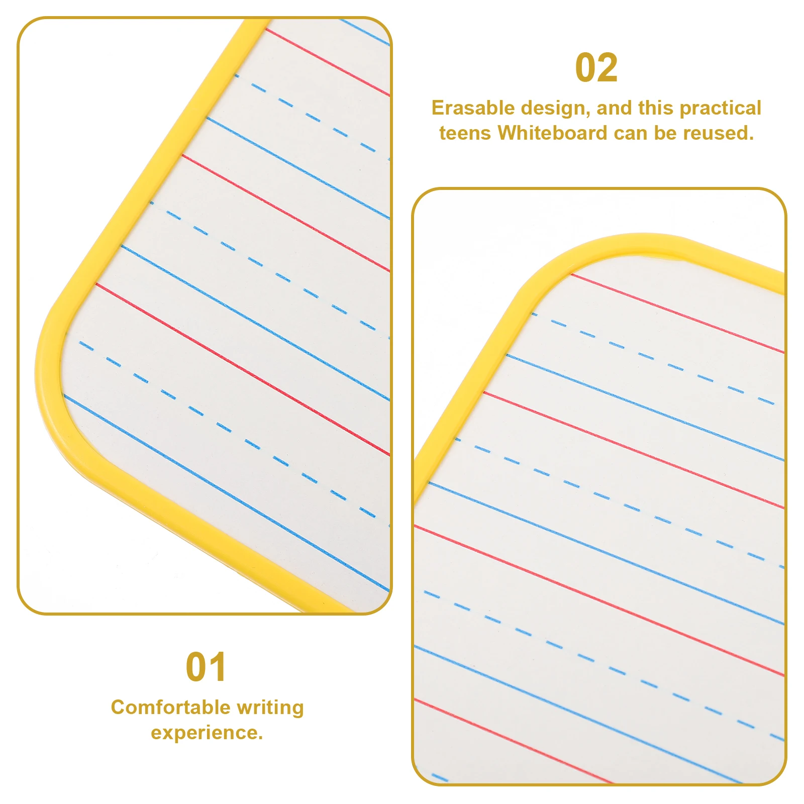 Double Sided Whiteboard Yellow Frame One Side 4 Line 3 Side Blank Dry Erase Board Reusable PVC Wood Material Small
Double Sided Whiteboard Yellow Frame One Side 4 Line 3 Side Blank Dry Erase Board Reusable PVC Wood Material Small