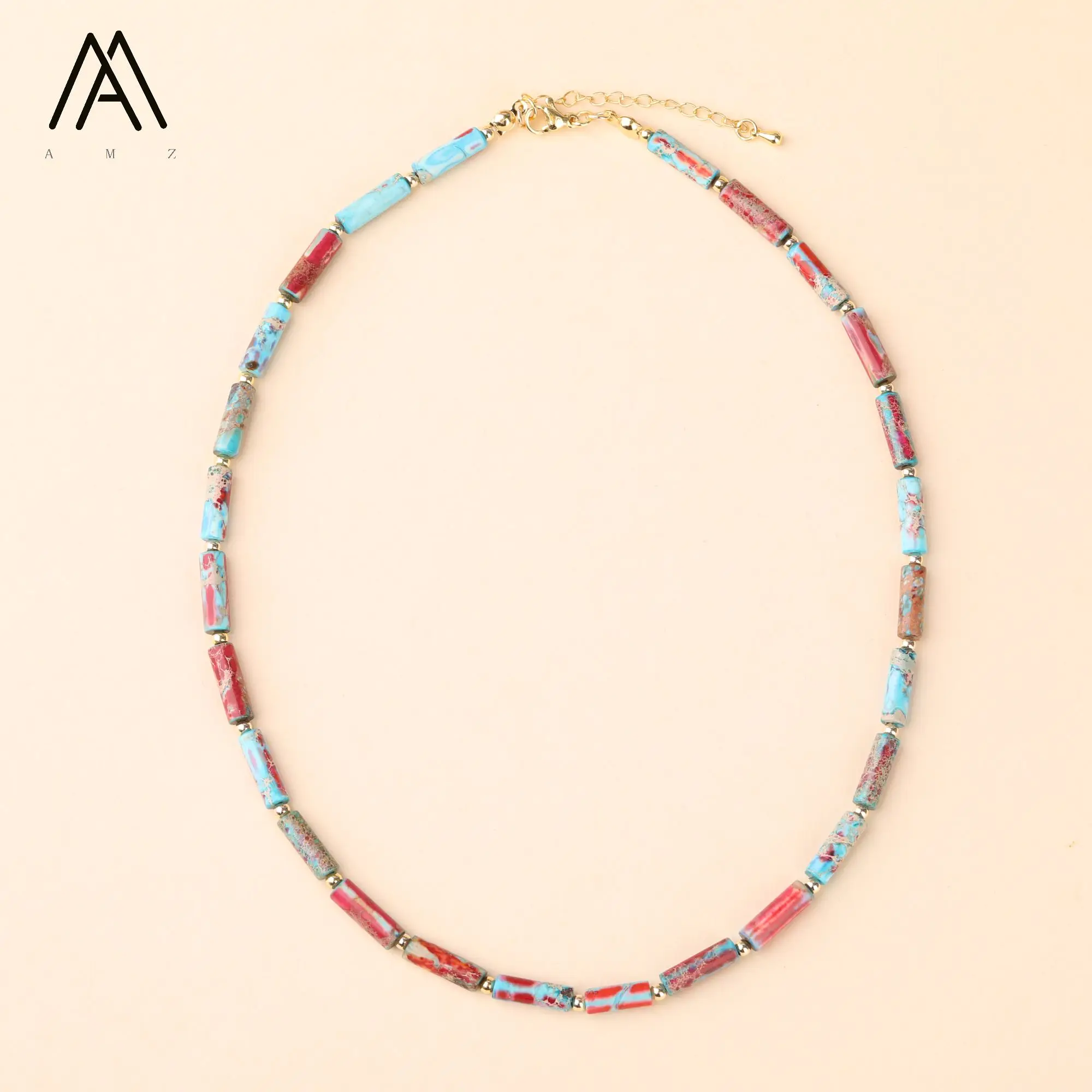 Fashion Necklace Imperial Jasper Stone Cylinder Beads Gold Charms Chokers Minimalist Jewelry for Women
Fashion Necklace Imperial Jasper Stone Cylinder Beads Gold Charms Chokers Minimalist Jewelry for Women