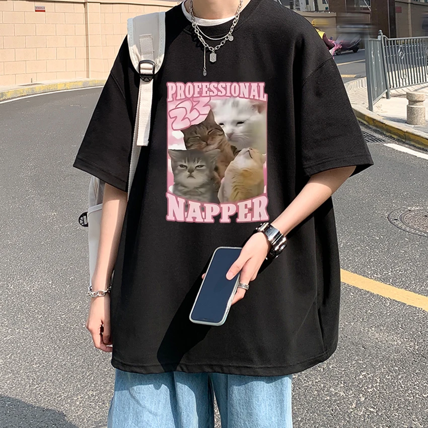 2025 Summer New in Professional Napper Funny Cat Meme T shirts Men Women Cute Kawaii short sleeve T-shirt Unisex Cotton clothing
2025 Summer New in Professional Napper Funny Cat Meme T shirts Men Women Cute Kawaii short sleeve T-shirt Unisex Cotton clothing