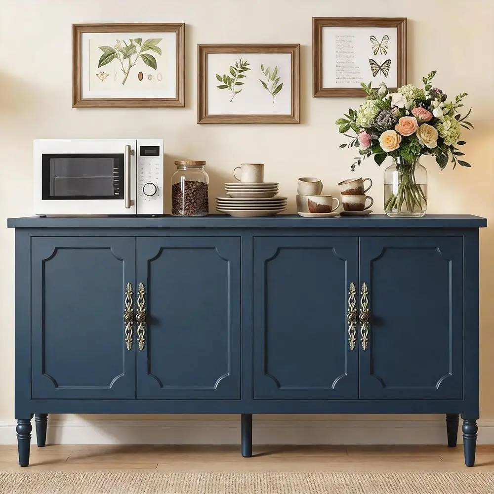 Sideboard Buffet Cabinet with Storage, 59 Modern Style, 4 Doors, Coffee & Wine Bar, Navy Blue for Living or Dining Room
Sideboard Buffet Cabinet with Storage, 59 Modern Style, 4 Doors, Coffee & Wine Bar, Navy Blue for Living or Dining Room