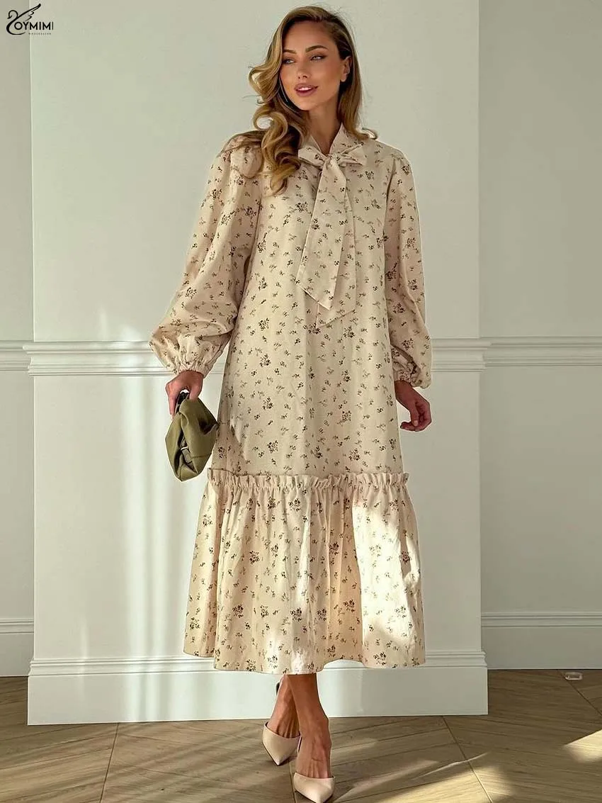 Oymimi Elegant Khaki Print Womens Dresses Fashion Lace-Up Neck Long Sleeve Loose Dress Autumn Pleated Mid-Calf Dress Streetwear
Oymimi Elegant Khaki Print Womens Dresses Fashion Lace-Up Neck Long Sleeve Loose Dress Autumn Pleated Mid-Calf Dress Streetwear