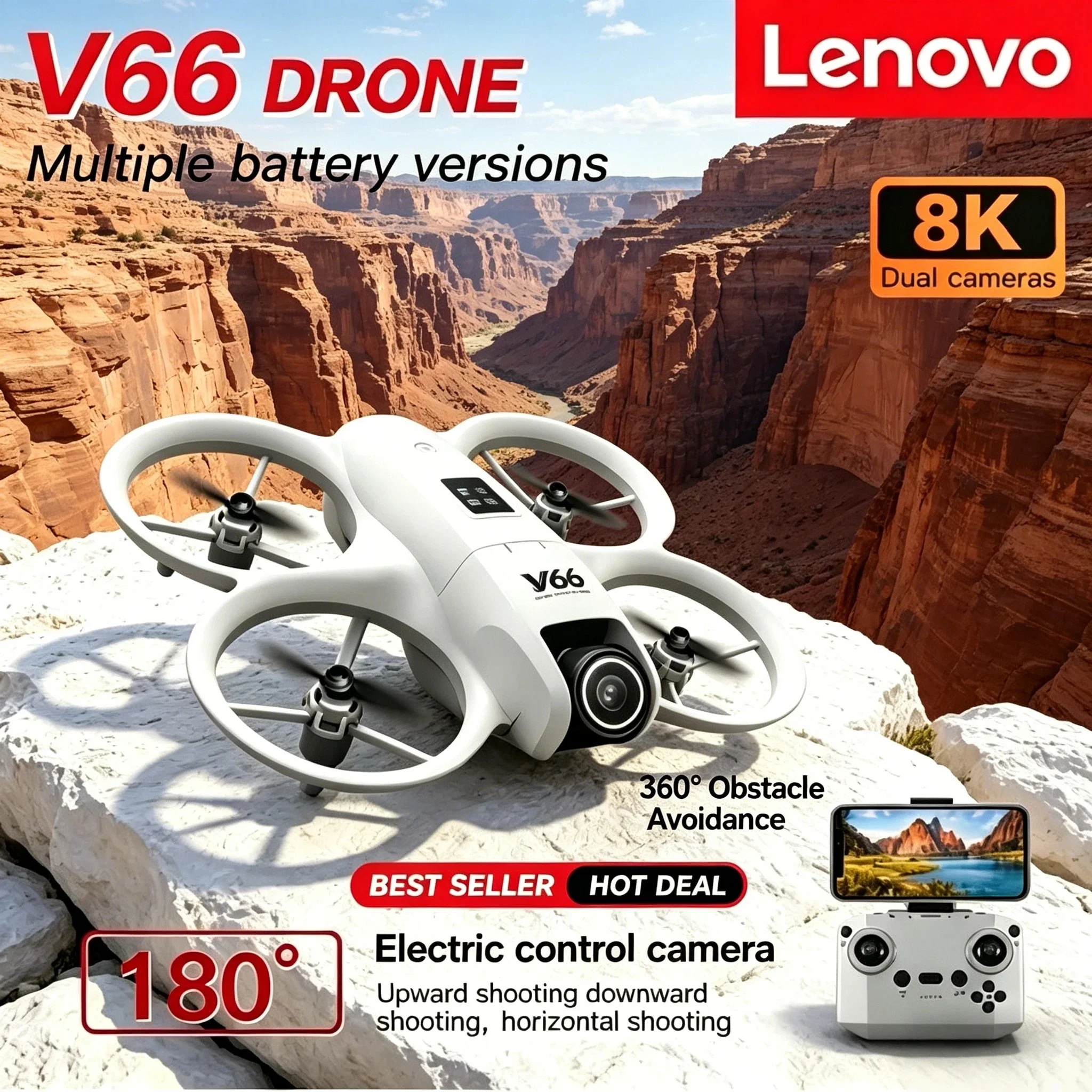 Lenovo V66 Mini 8K 180° Flip Micro Aircraft Children's Toys RC Drone Professional Camera Foldable Obstacle Avoidance Helicopter
Lenovo V66 Mini 8K 180° Flip Micro Aircraft Children's Toys RC Drone Professional Camera Foldable Obstacle Avoidance Helicopter