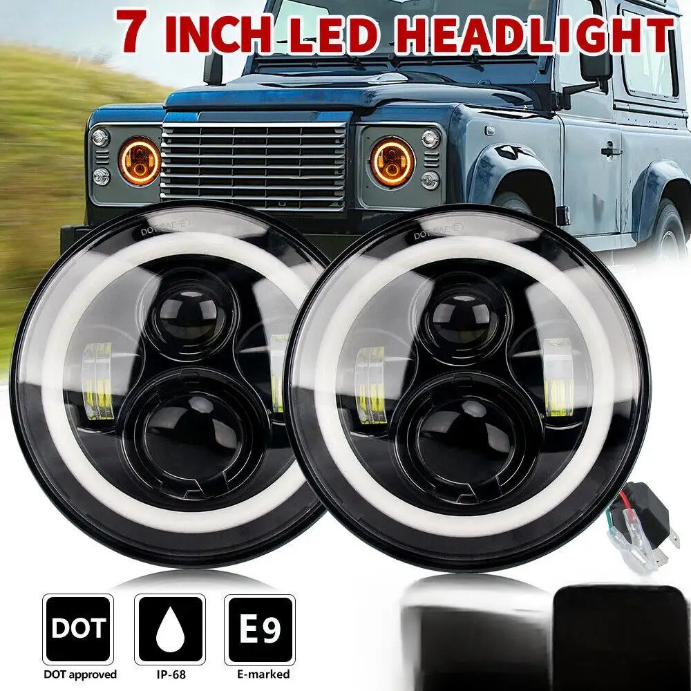 2pc 7-Inch Automotive LED Headlights With Halo Rings Right-Hand Drive Version For Land Rover Defender 90/110 TDI TD5 Models
2pc 7-Inch Automotive LED Headlights With Halo Rings Right-Hand Drive Version For Land Rover Defender 90/110 TDI TD5 Models