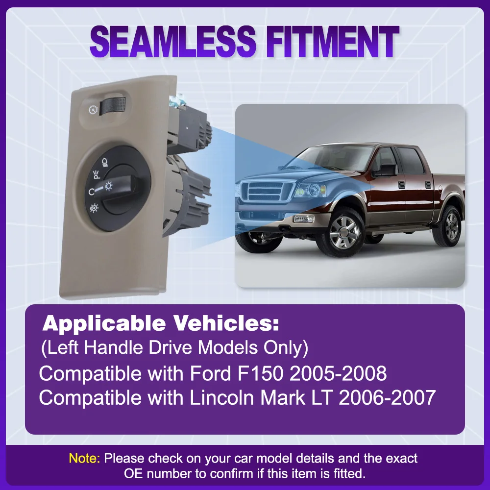 Car Headlight HeadLamp Control Switch for Ford F150 2005-2008 Lincoln Mark LT 2006-2007 Left Handle Drive 5L3Z-11654-AAB
Car Headlight HeadLamp Control Switch for Ford F150 2005-2008 Lincoln Mark LT 2006-2007 Left Handle Drive 5L3Z-11654-AAB
